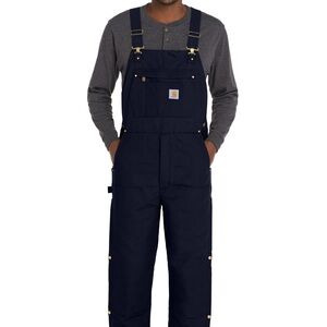 Carhartt Quilt-Lined Duck Bib Overalls in navy blue (30x28)